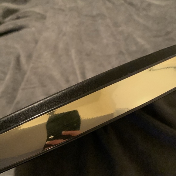 GORGEOUS Kraftware Black Leather Strapped Brushed Silver Chrome Rim Round Tray. - Picture 4 of 5